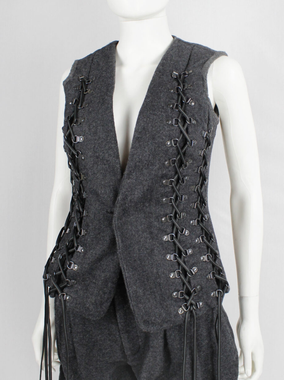 A.F. Vandevorst grey felt and metal vest with corset lacing fall 2015 (2)