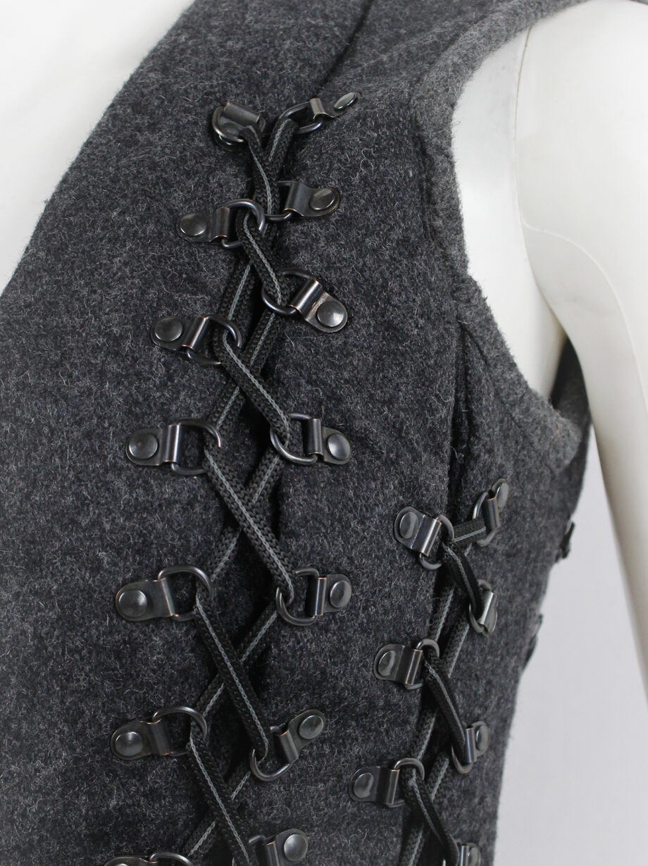A.F. Vandevorst grey felt and metal vest with corset lacing fall 2015 (5)