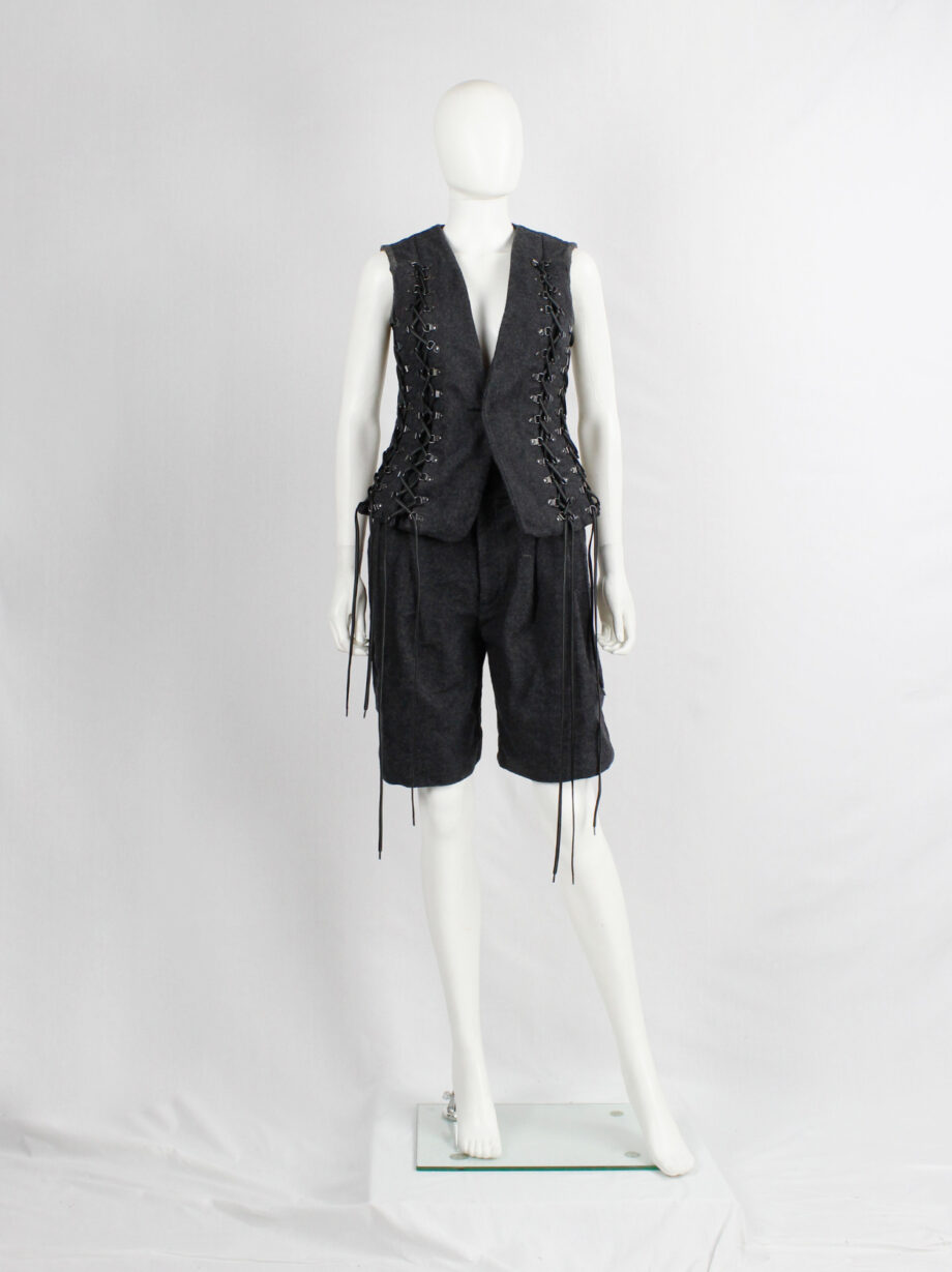 A.F. Vandevorst grey felt and metal vest with corset lacing fall 2015 (7)