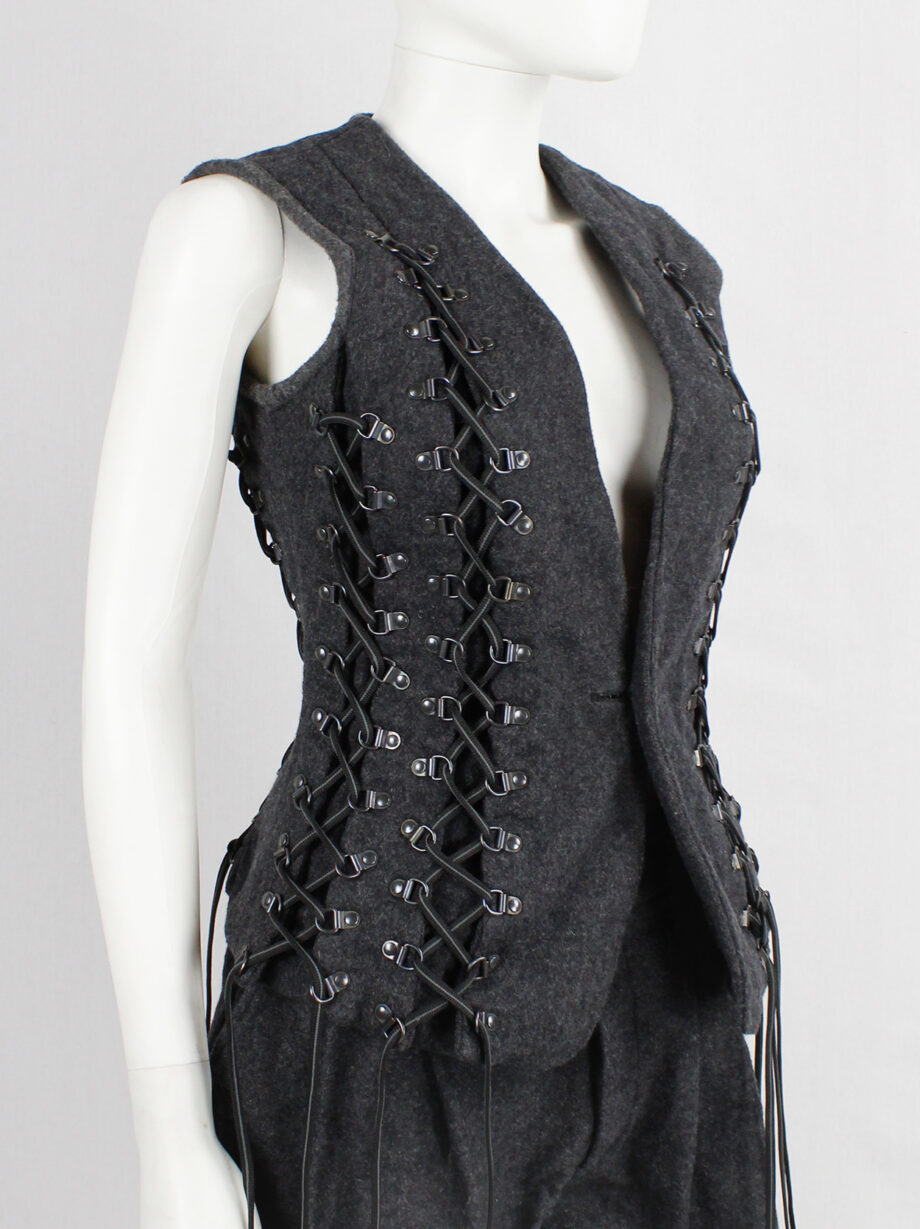 A.F. Vandevorst grey felt and metal vest with corset lacing fall 2015 (8)