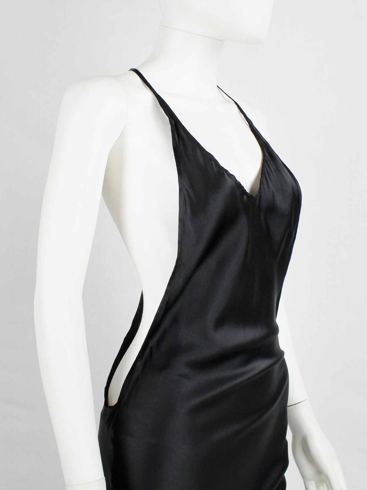 Ann Demeulemeester black backless maxi dress with fine back strap