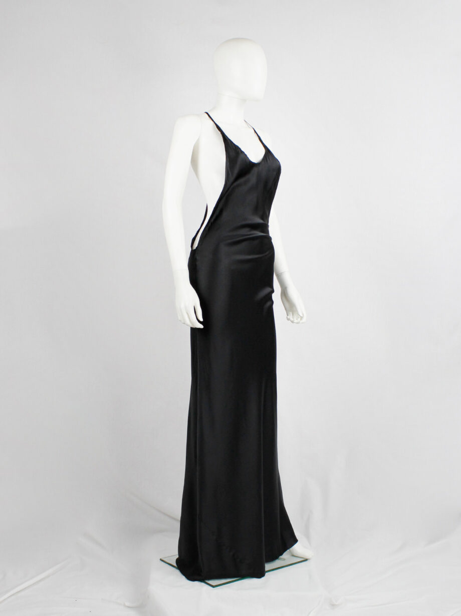 Ann Demeulemeester black backless maxi dress with fine back strap spring 2006 (15)