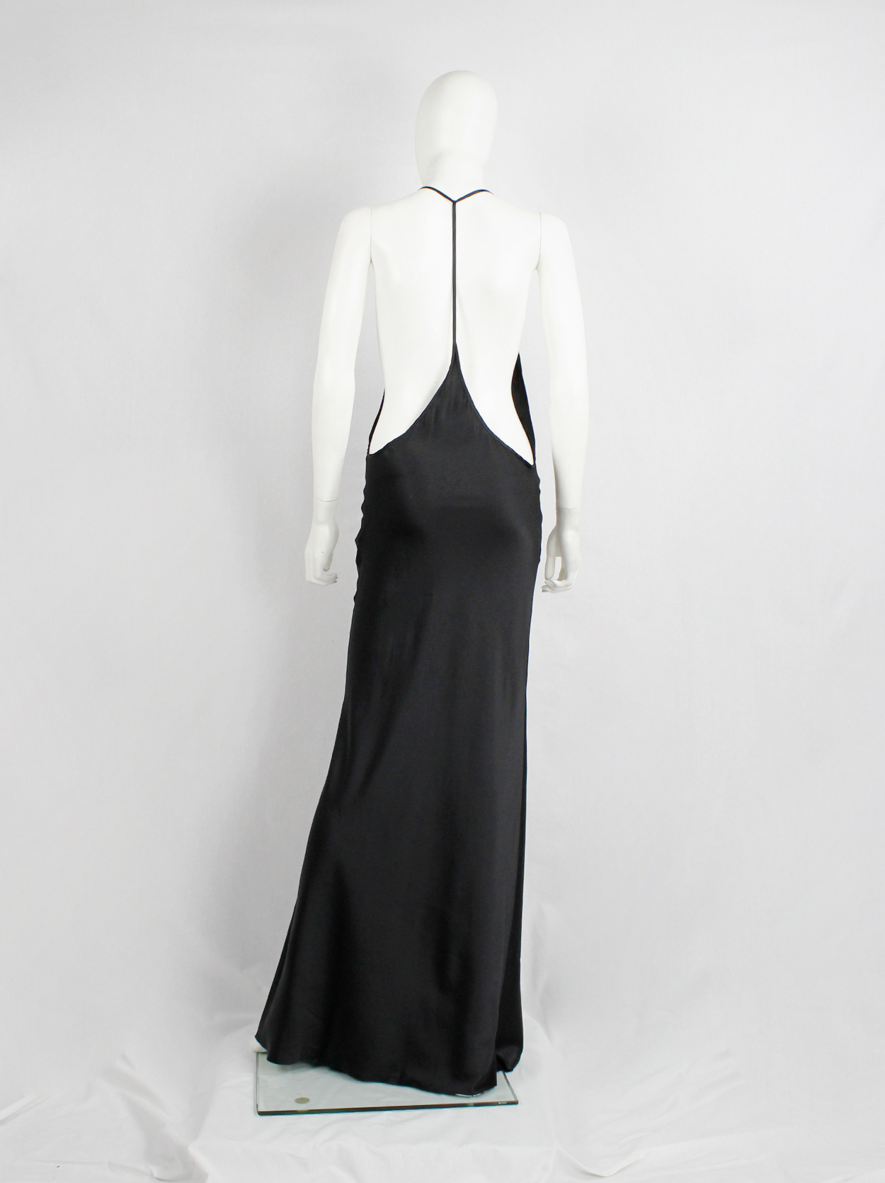 Ann Demeulemeester black backless maxi dress with fine back strap ...