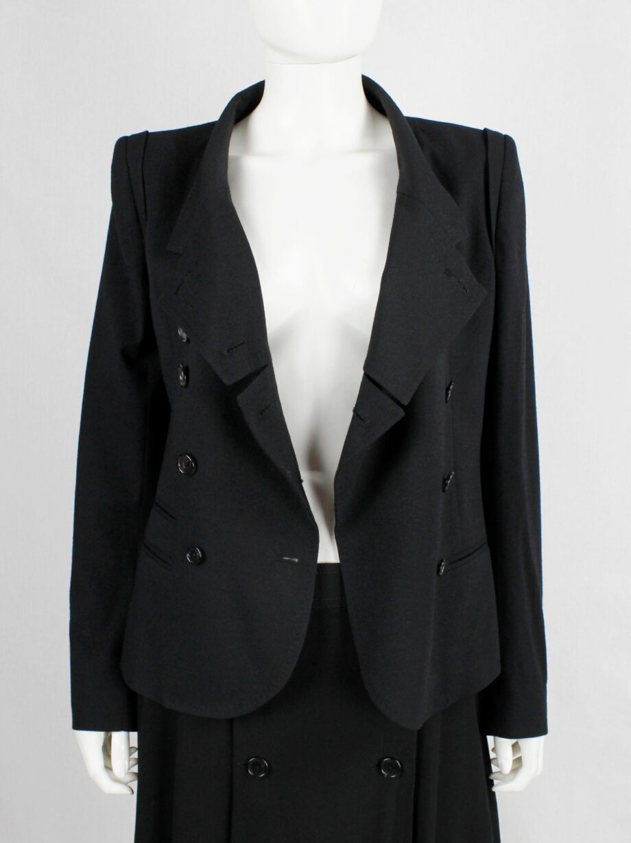 Ann Demeulemeester black double breasted jacket with front panel slit (1)
