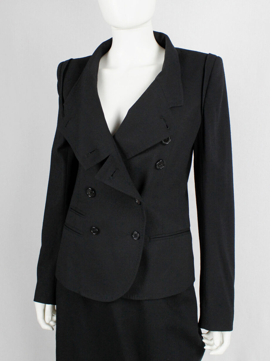 Ann Demeulemeester black double breasted jacket with front panel slit (12)