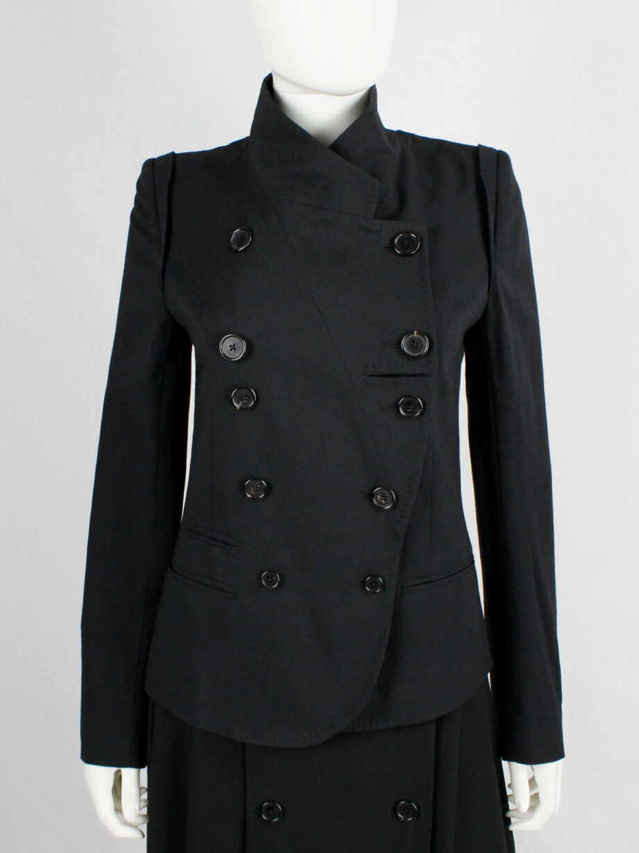 Ann Demeulemeester black double breasted jacket with front panel slit (13)
