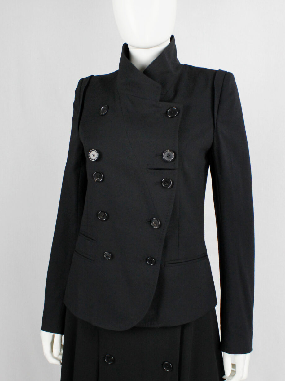 Ann Demeulemeester black double breasted jacket with front panel slit (14)