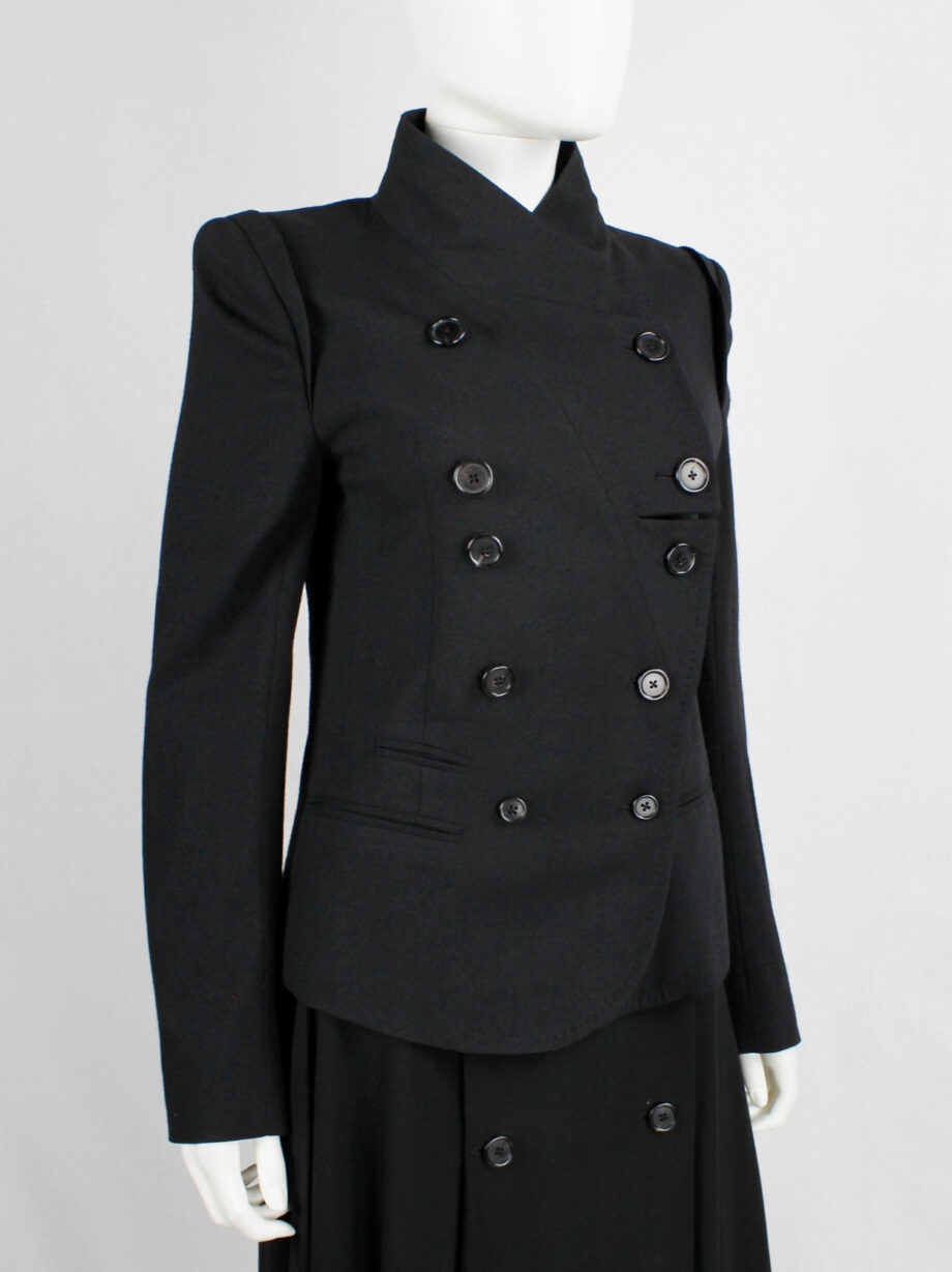 Ann Demeulemeester black double breasted jacket with front panel slit (2)
