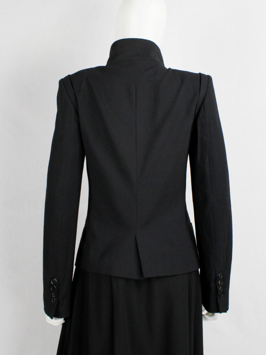 Ann Demeulemeester black double breasted jacket with front panel slit (5)
