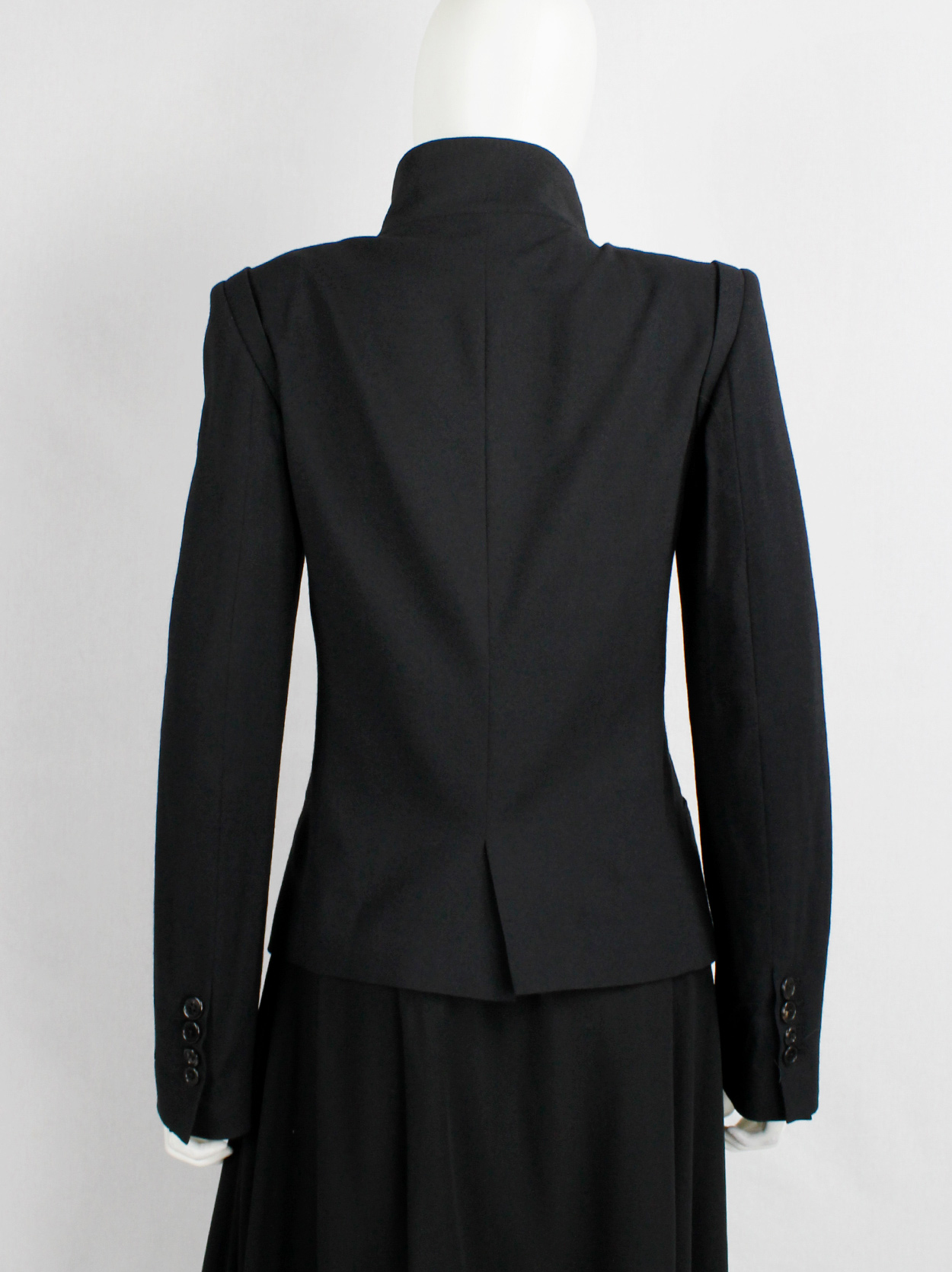 Ann Demeulemeester black double breasted jacket with front panel slit ...