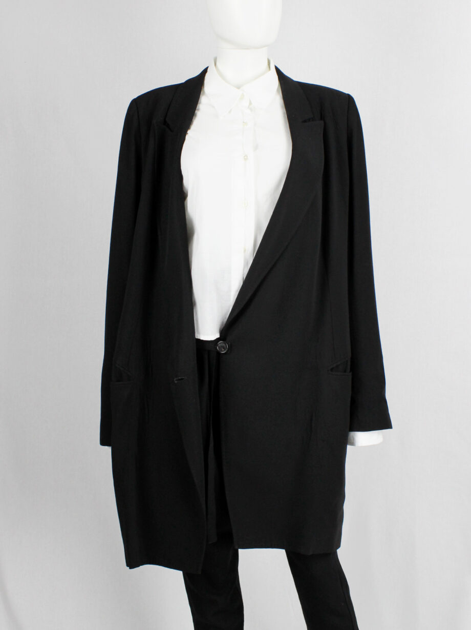 Ann Demeulemeester black oversized long blazer with wrap closure (10)