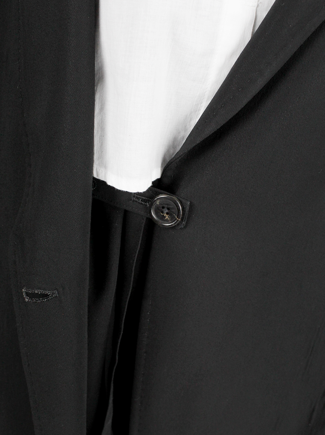 Ann Demeulemeester black oversized long blazer with wrap closure - V A ...
