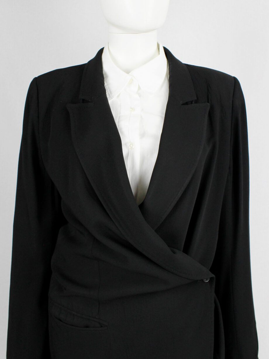 Ann Demeulemeester black oversized long blazer with wrap closure (13)