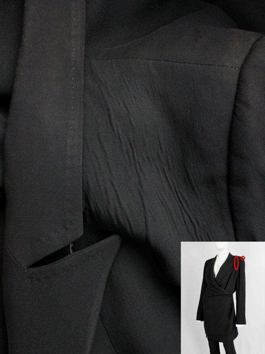 Ann Demeulemeester black oversized long blazer with wrap closure (16)