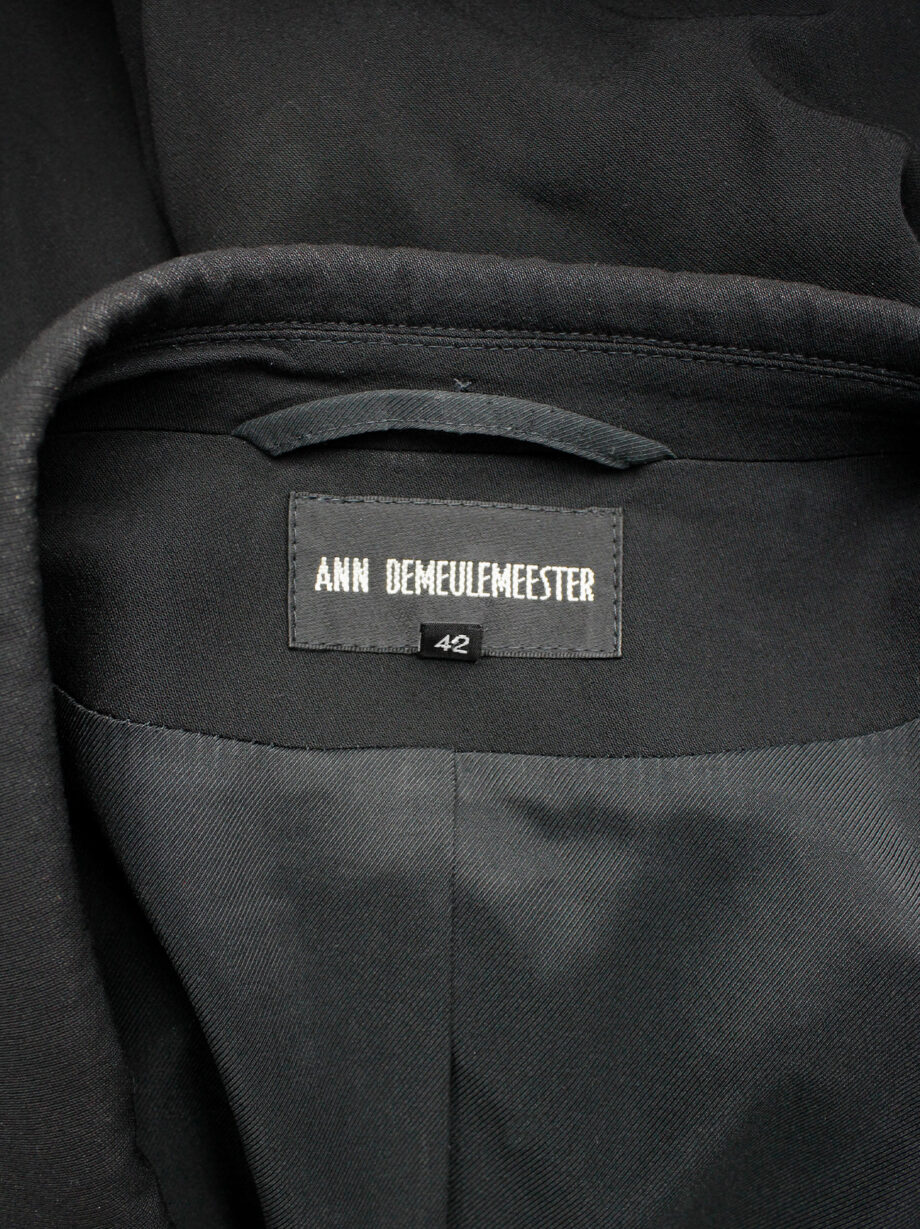Ann Demeulemeester black oversized long blazer with wrap closure (19)