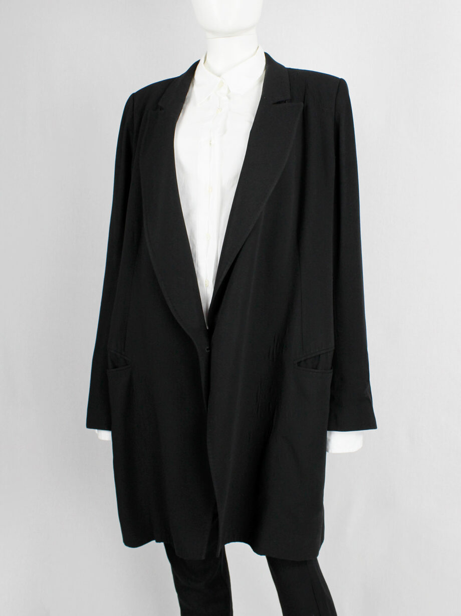 Ann Demeulemeester black oversized long blazer with wrap closure (6)