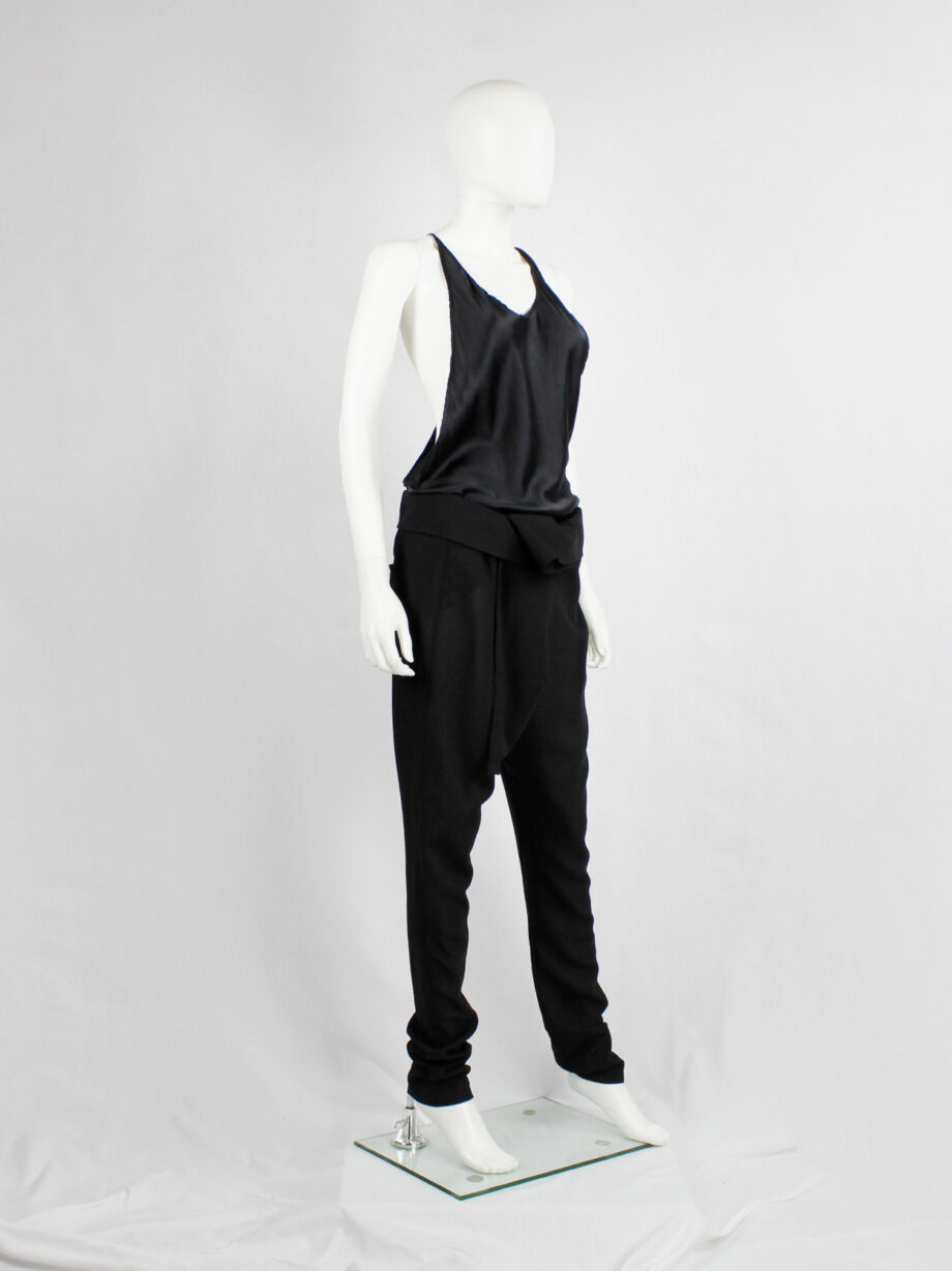 Ann Demeulemeester black silk backless top with fine back strap spring 2006 (1)