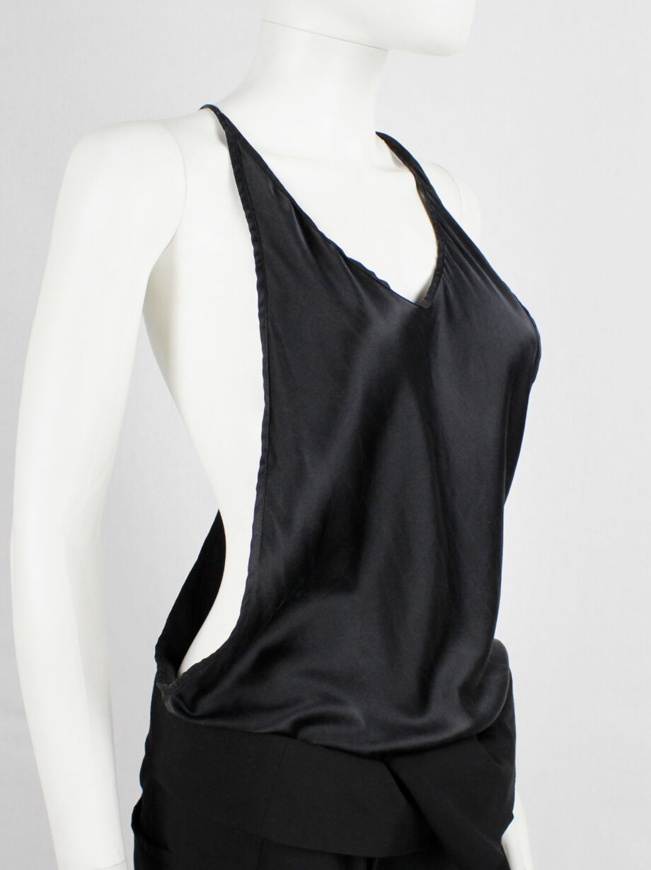 Ann Demeulemeester black silk backless top with fine back strap spring 2006 (2)