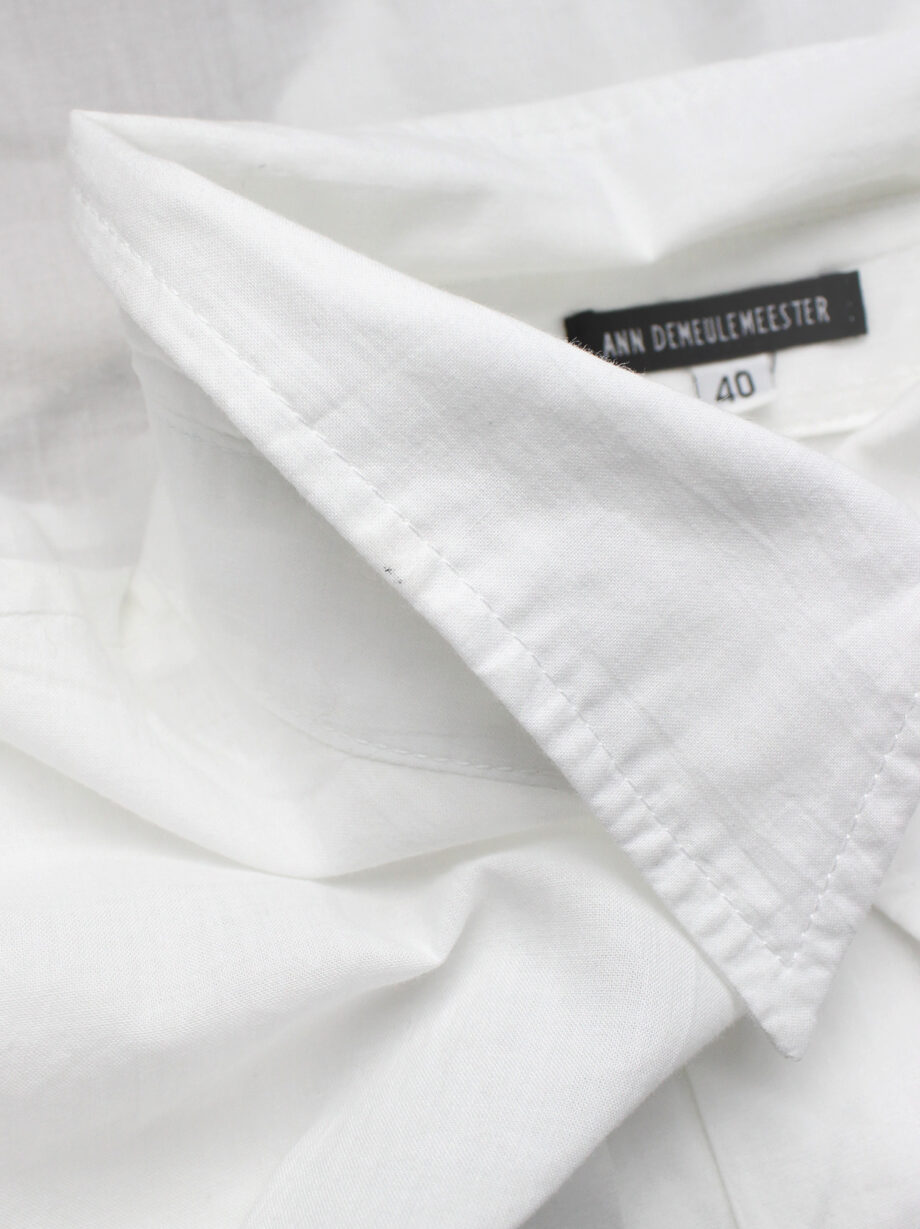 Ann Demeulemeester white cropped shirt with extra long sleeves and semi-covered buttons (12)