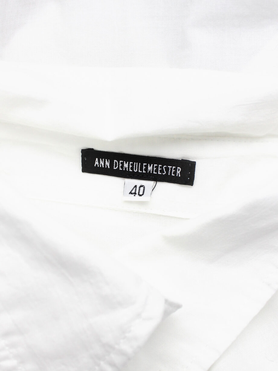 Ann Demeulemeester white cropped shirt with extra long sleeves and semi-covered buttons (13)