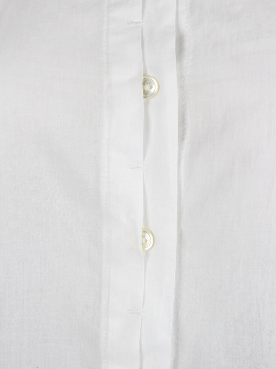 Ann Demeulemeester white cropped shirt with extra long sleeves and semi-covered buttons (16)