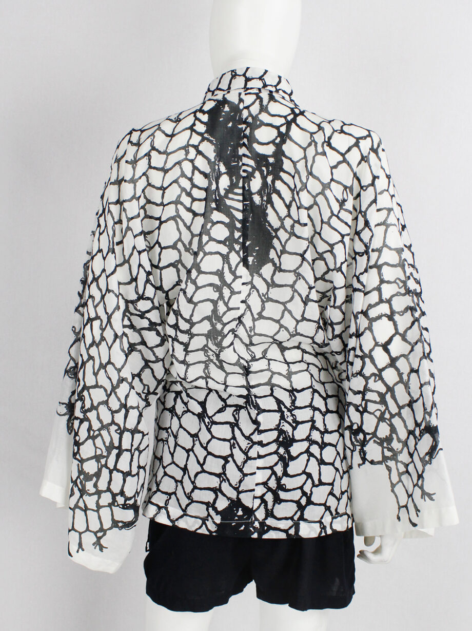Ann Demeulemeester white shirt with black netting print spring 2001 (1)