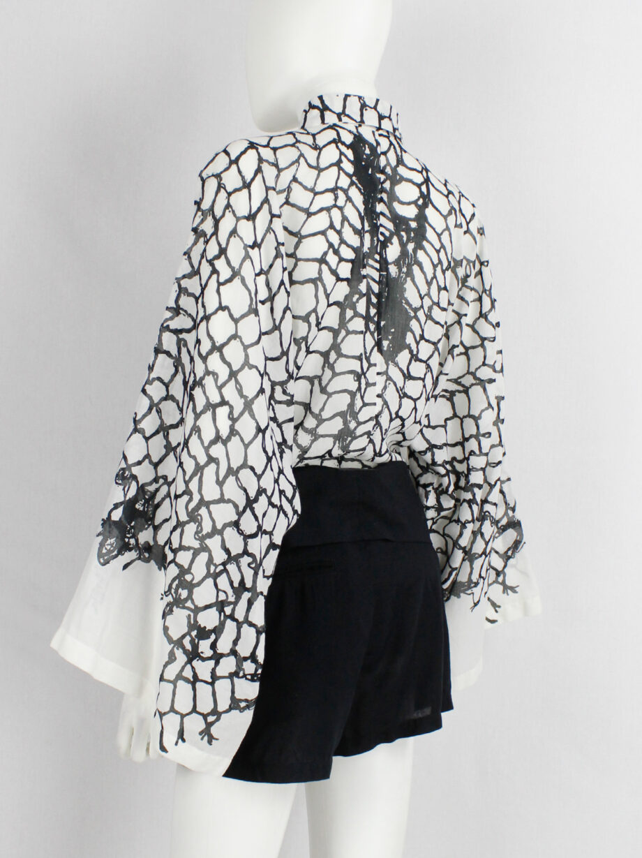 Ann Demeulemeester white shirt with black netting print spring 2001 (13)