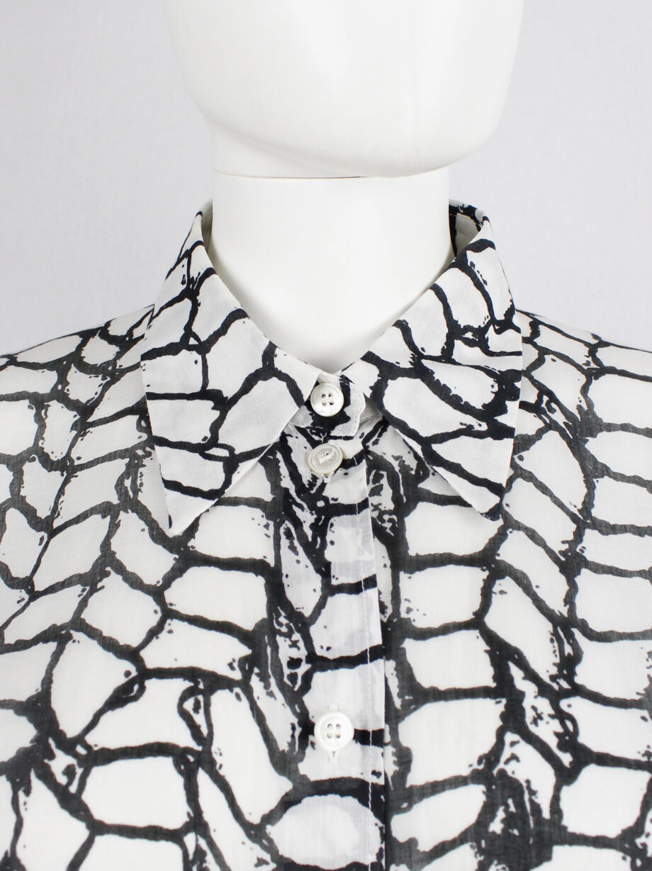 Ann Demeulemeester white shirt with black netting print spring 2001 (18)
