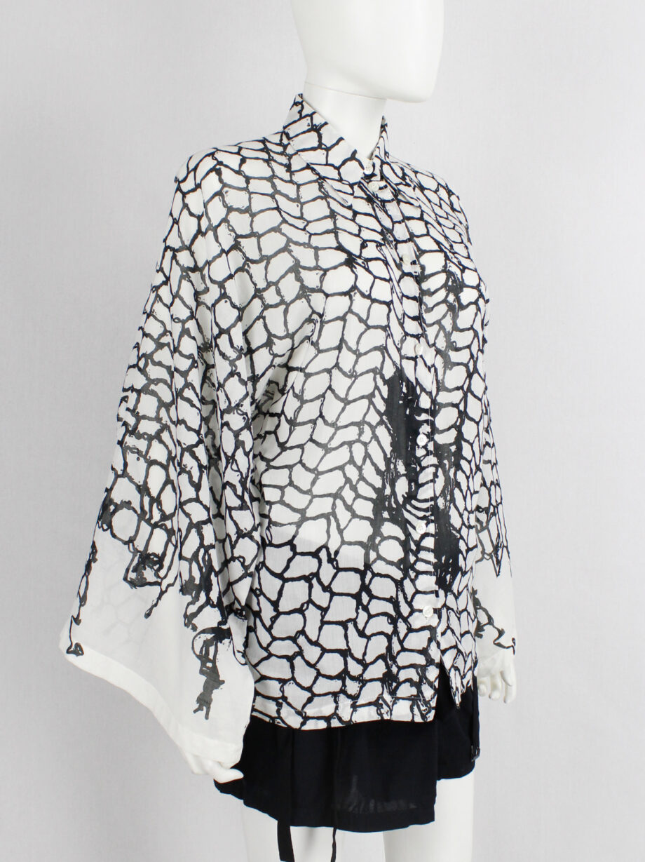 Ann Demeulemeester white shirt with black netting print spring 2001 (19)