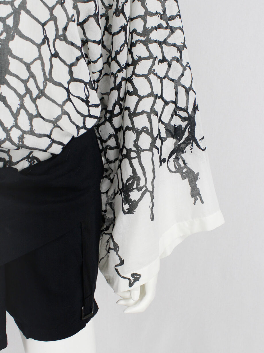 Ann Demeulemeester white shirt with black netting print spring 2001 (4)