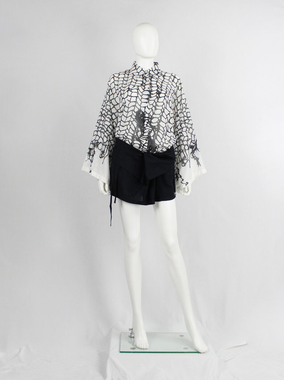 Ann Demeulemeester white shirt with black netting print spring 2001 (5)