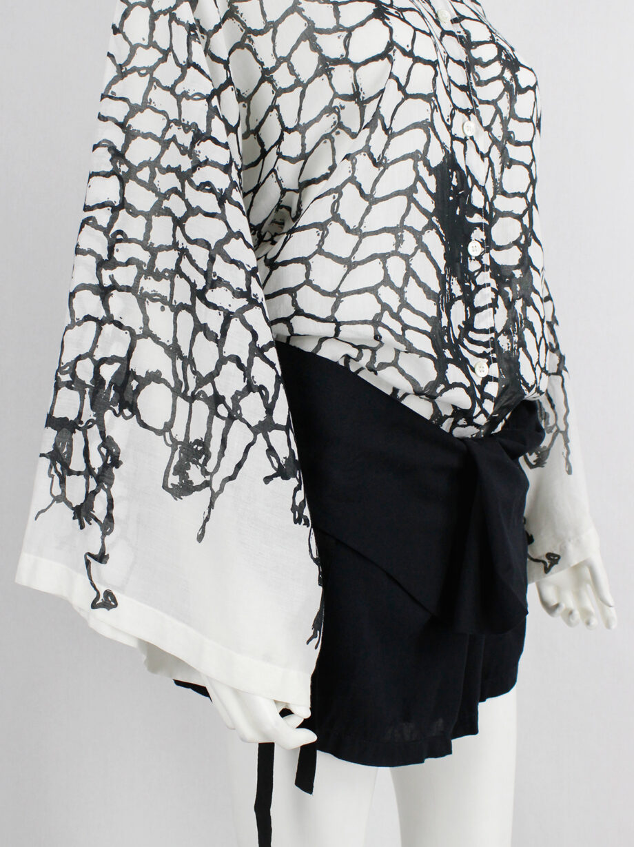 Ann Demeulemeester white shirt with black netting print spring 2001 (8)