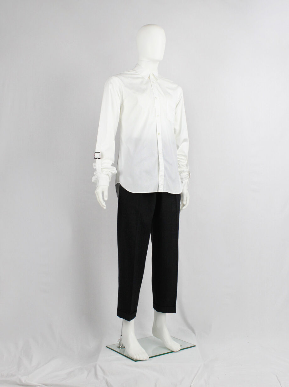 Comme des Garcons Shirt white shirt with belt straps across the back and at the gathered sleeves (10)