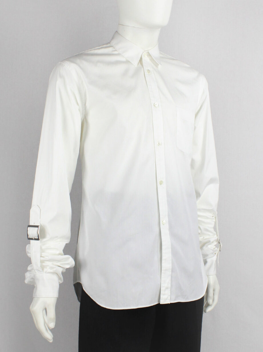 Comme des Garcons Shirt white shirt with belt straps across the back and at the gathered sleeves (11)