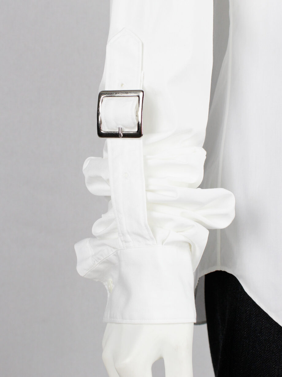 Comme des Garcons Shirt white shirt with belt straps across the back and at the gathered sleeves (12)