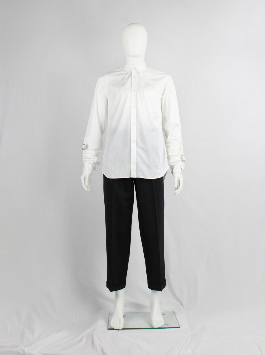 Comme des Garcons Shirt white shirt with belt straps across the back and at the gathered sleeves (16)