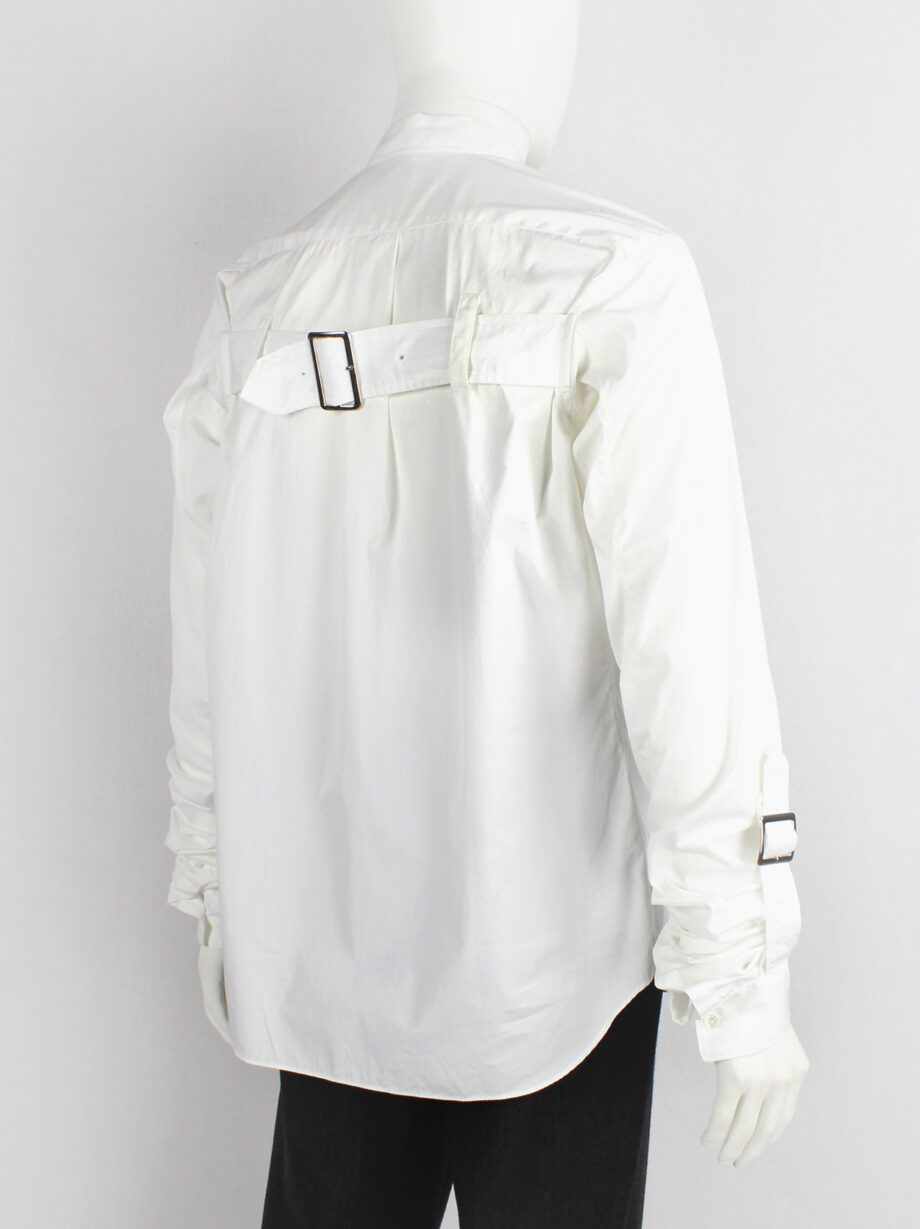 Comme des Garcons Shirt white shirt with belt straps across the back and at the gathered sleeves (3)