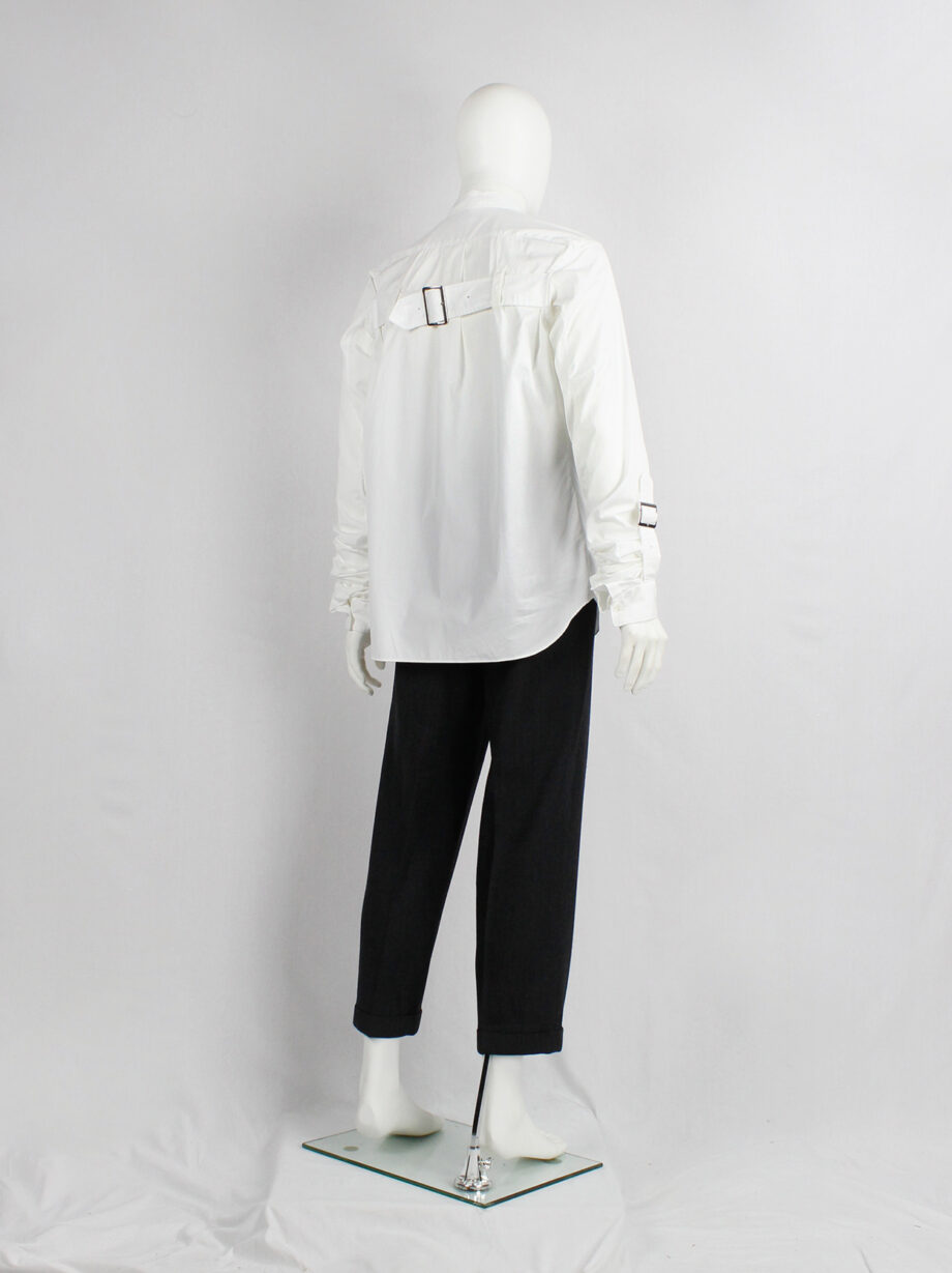 Comme des Garcons Shirt white shirt with belt straps across the back and at the gathered sleeves (4)