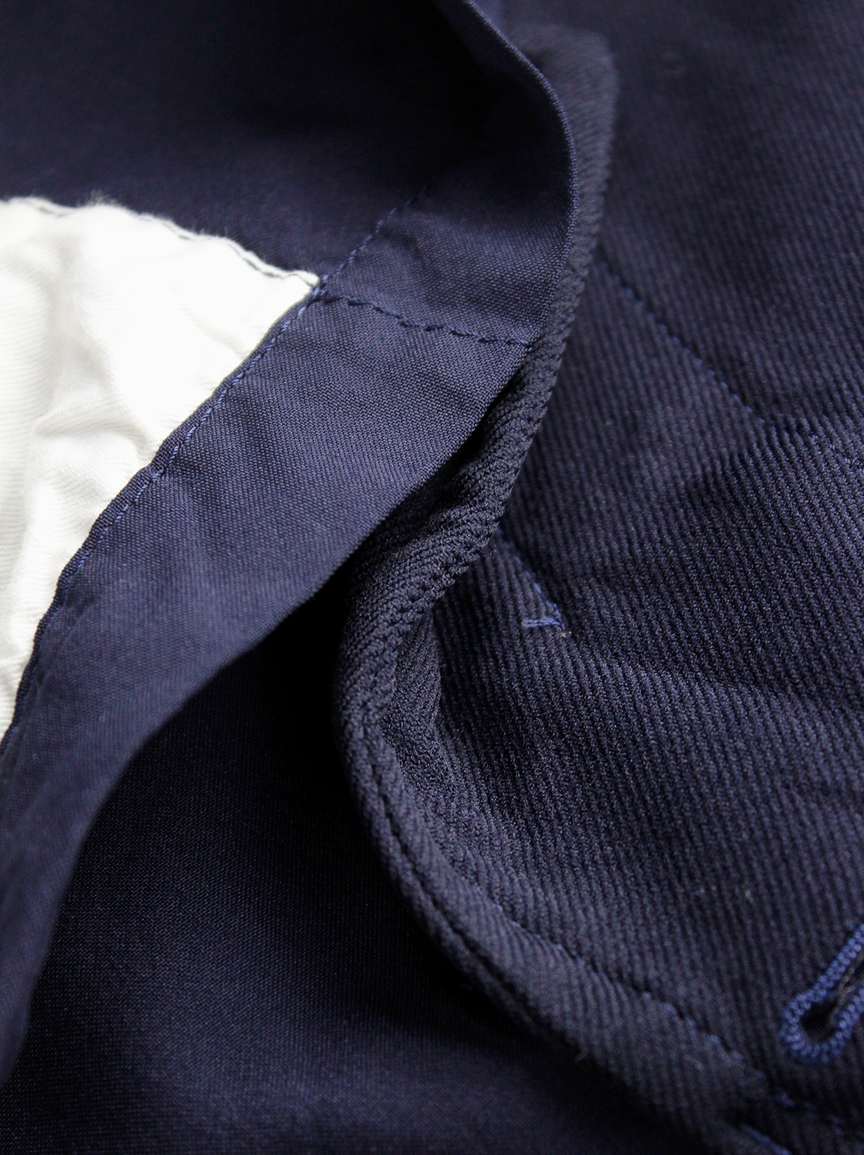 Comme des Garçons navy blazer fused with a long blue underlayer — fall ...