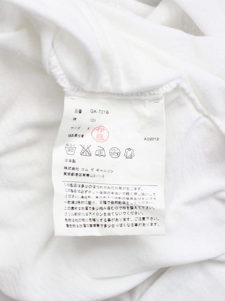 Comme des Garcons white deformes t-shirt with side ruffles spring 2013 (10)