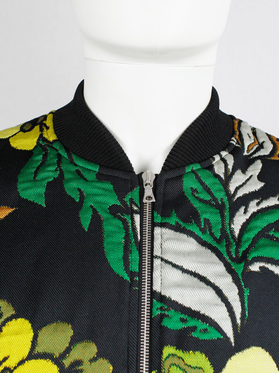Dries Van Noten green and yellow floral embroidered bomber jacket with gold brocade sleeves (15)