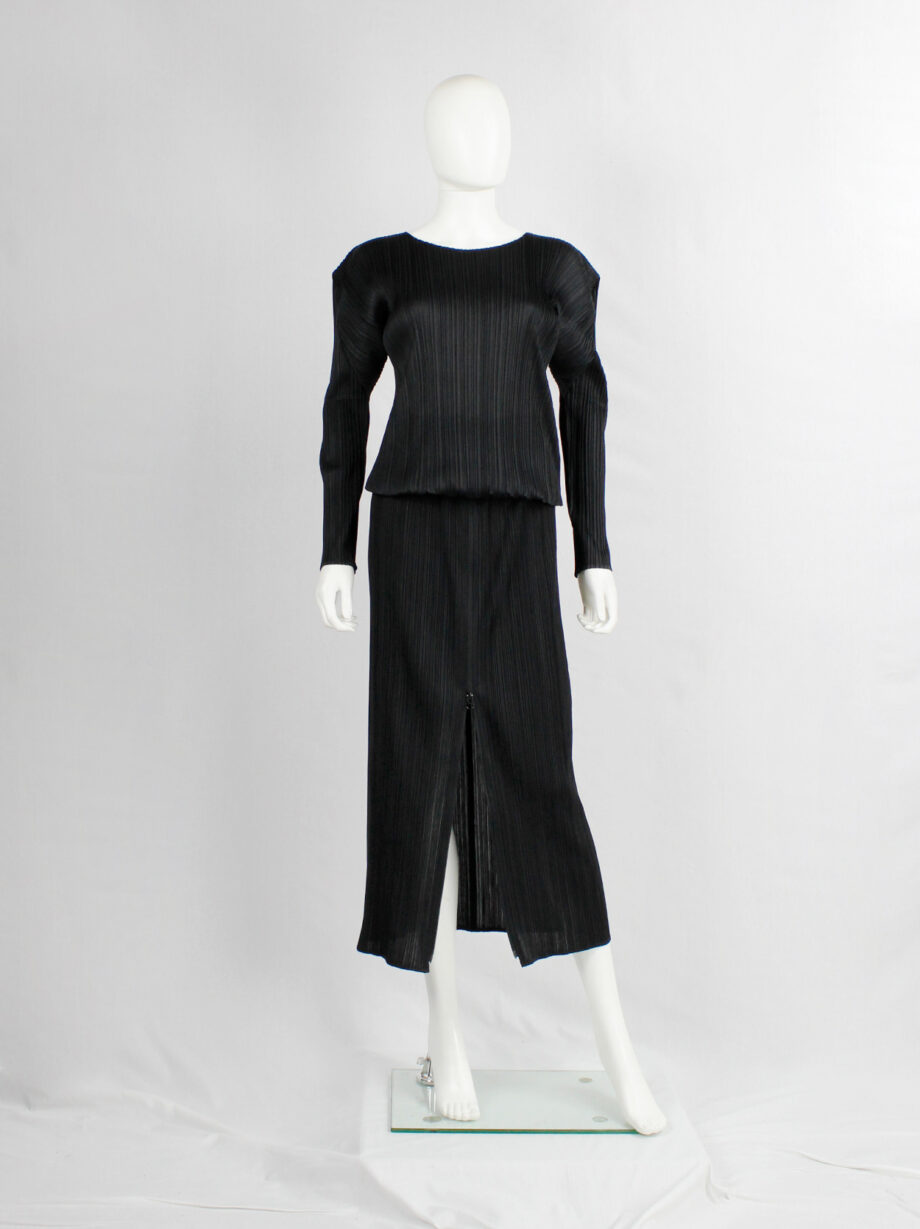 Issey Miyake Pleats Please black maxi skirt with front zipper early 2000 (4)