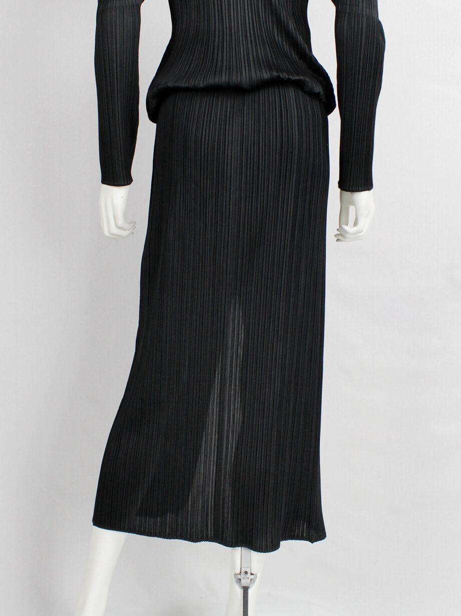 Issey Miyake Pleats Please black maxi skirt with front zipper early 2000 (7)