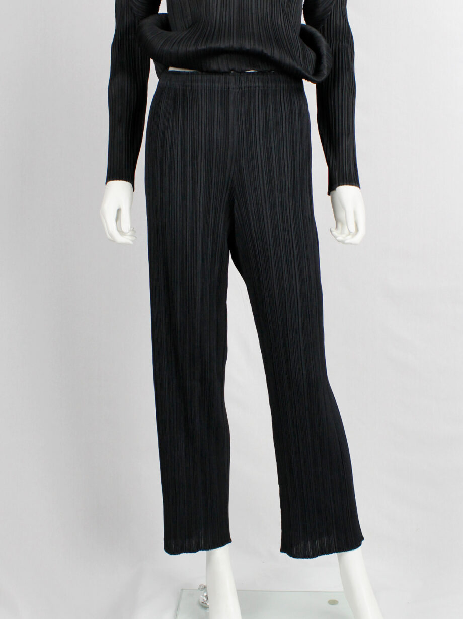 Issey Miyake Pleats Please black pleated trousers with straight legs (1)