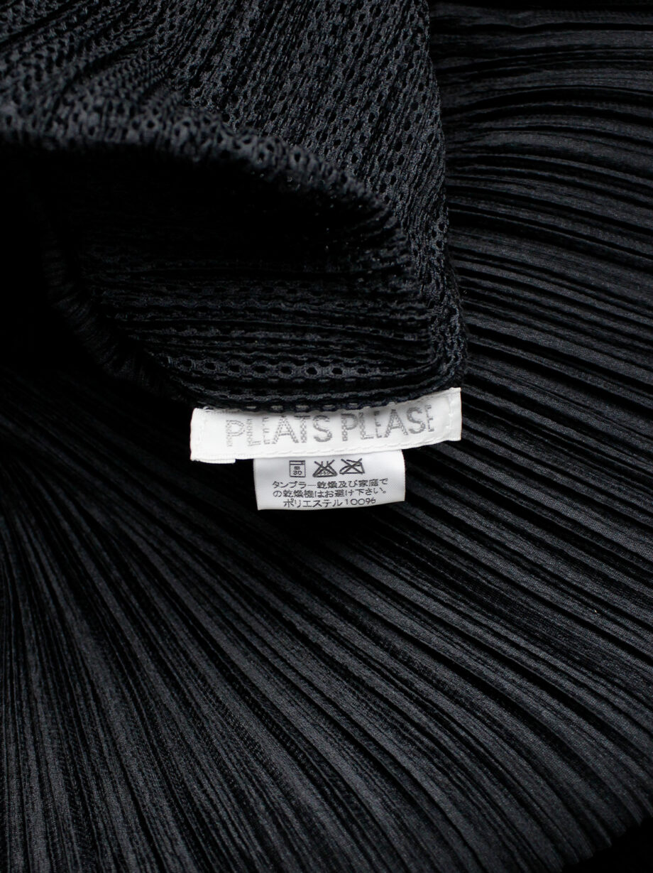Issey Miyake Pleats Please black square jumper buttoned into a folded cardigan (9)