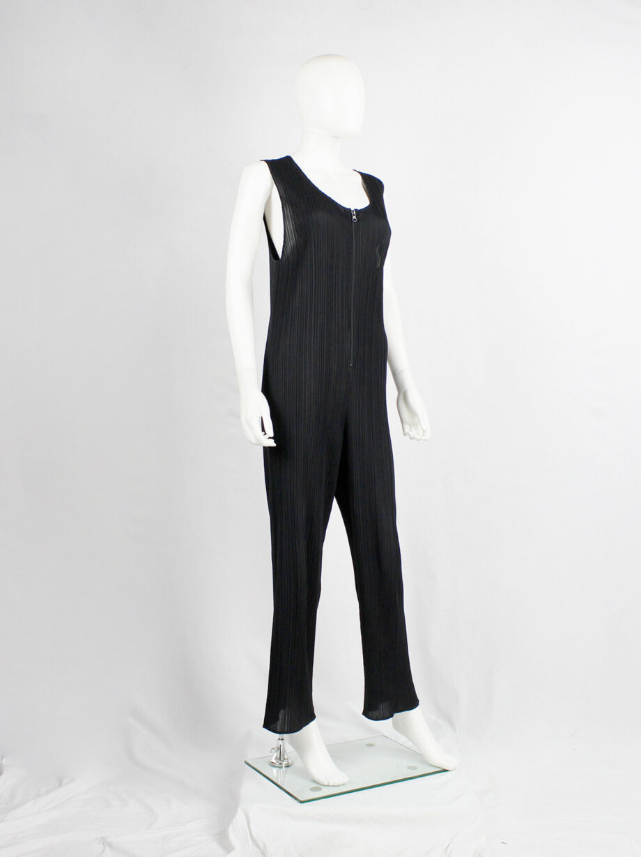 Issey Miyake Pleats Please dark navy pleated jumpsuit with front zipper (13)