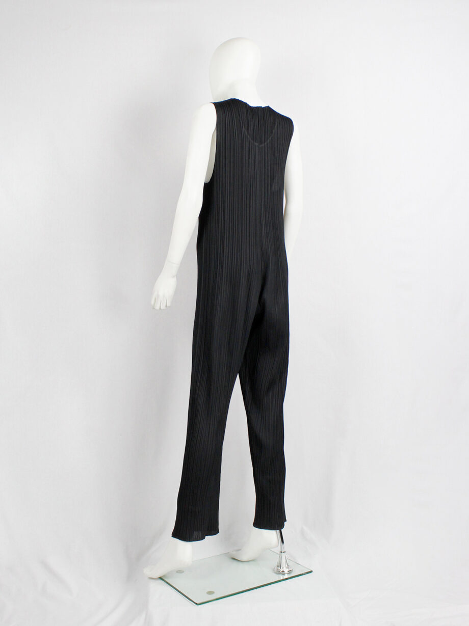Issey Miyake Pleats Please dark navy pleated jumpsuit with front zipper (9)