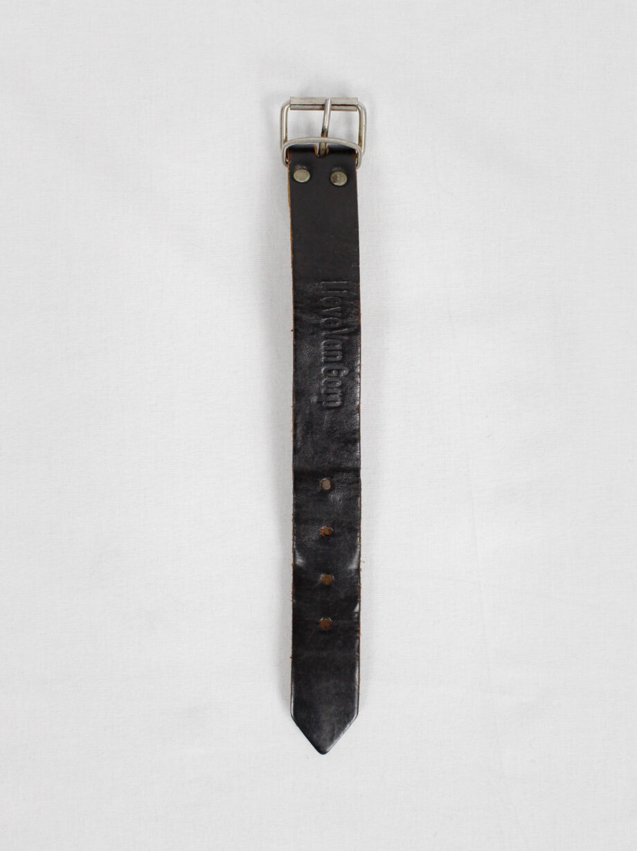 Lieve Van Gorp black leather belt bracelet with embossed logo (16)