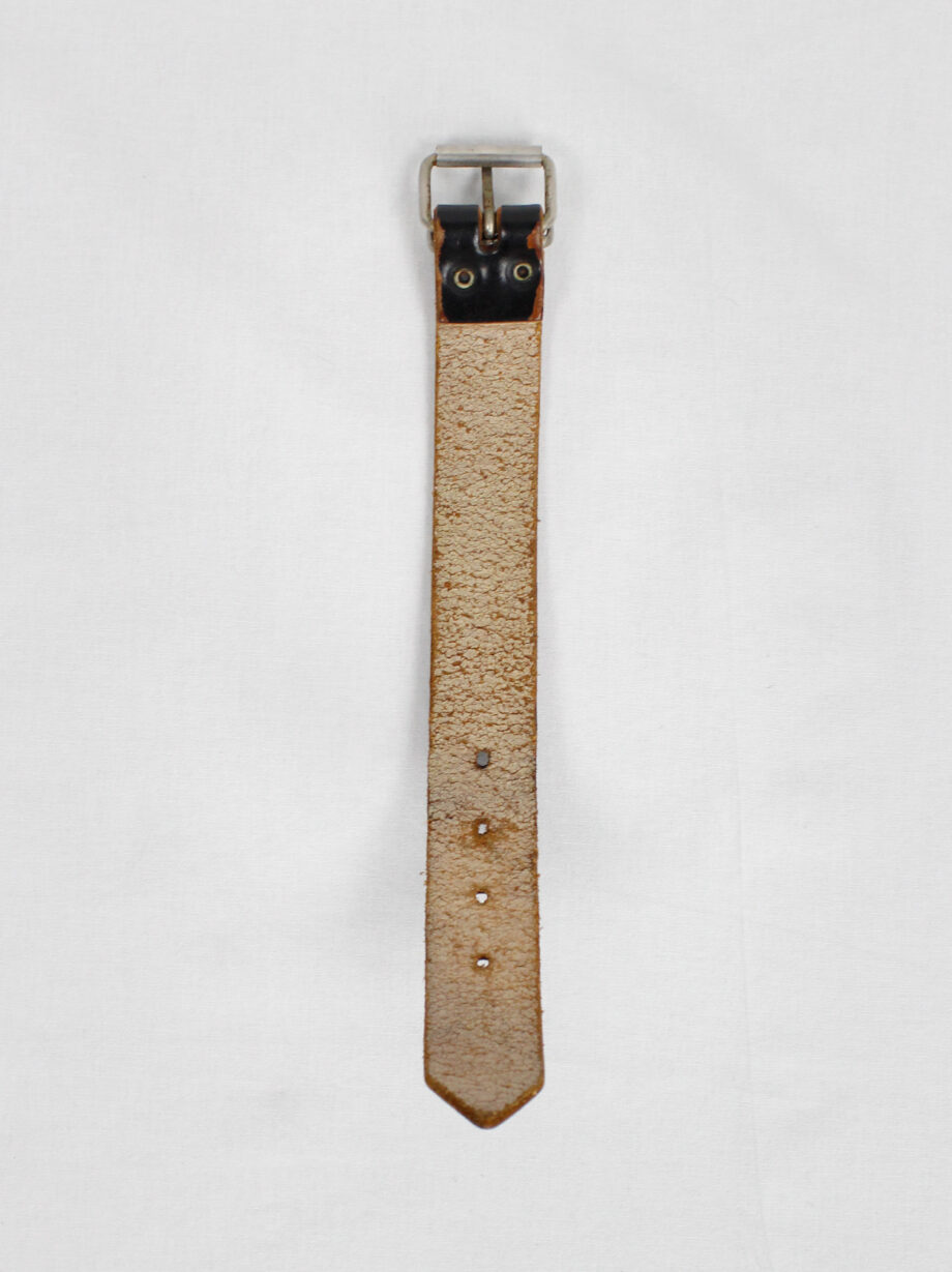 Lieve Van Gorp black leather belt bracelet with embossed logo (17)