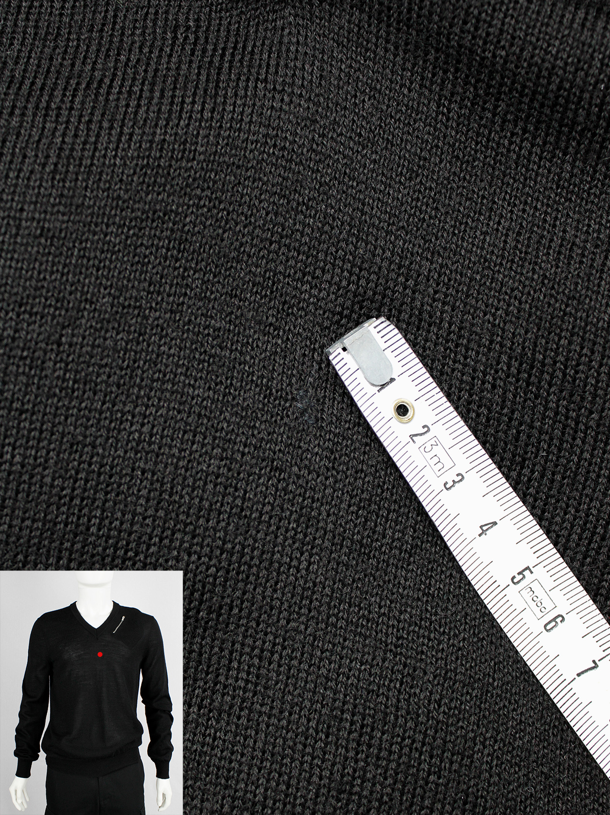 Maison Martin Margiela black jumper with slanted zipper pocket at the ...